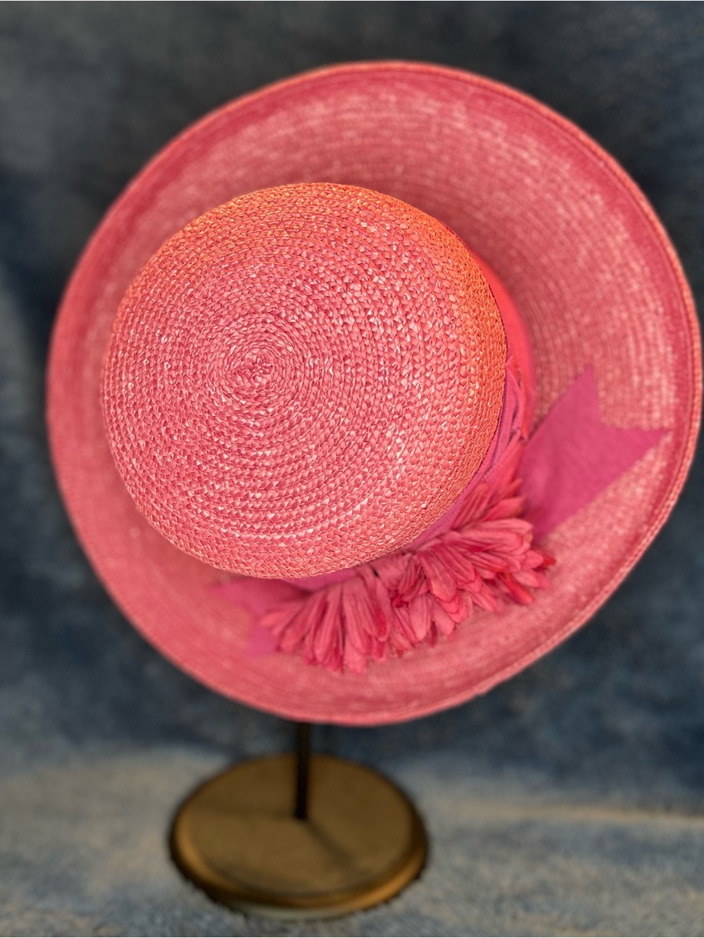 Betmar Pink Straw Sun Hat with Floral Band